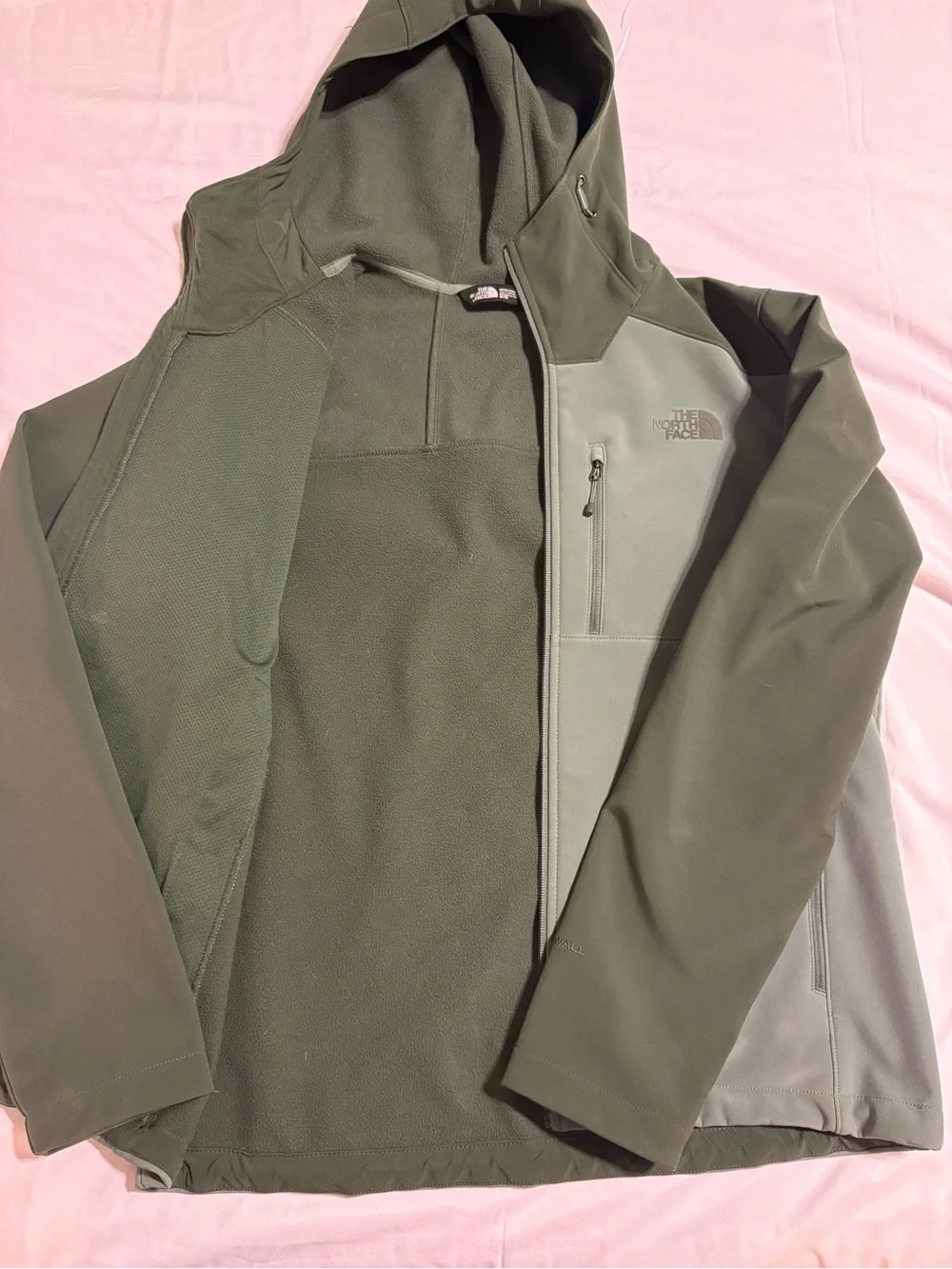 The North Face Men's Two-Tone Olive Green Softshell Hooded Jacket